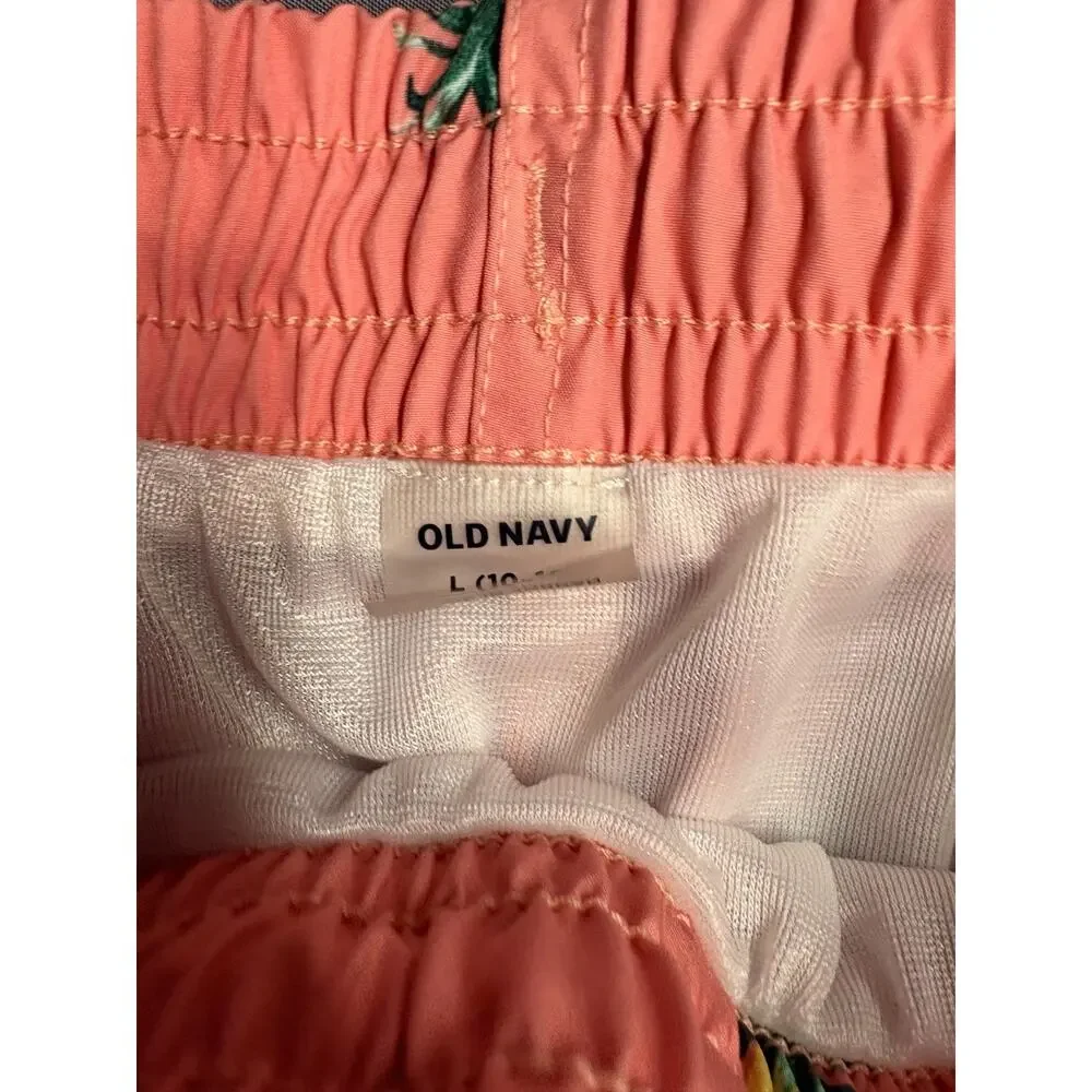 HAWAIIAN Swim Trunks BOYS Youth L 10-12 pineapples Swimming Shorts OLD NAVY